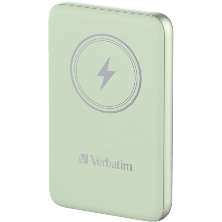 Baterie externa, Verbatim MCP-10GN Power Pack 10000 mAh cu UBS-C® PD 20W, incarcare magnetica fara fir 15W, verde