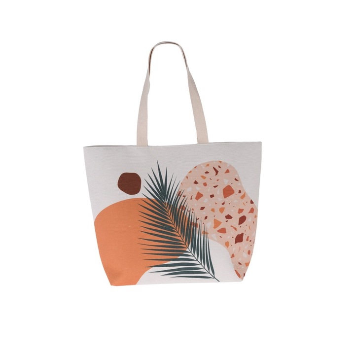 Geanta plaja Excellent Houseware, poliester, 35x15x38 cm, imprimeu feriga, multicolor