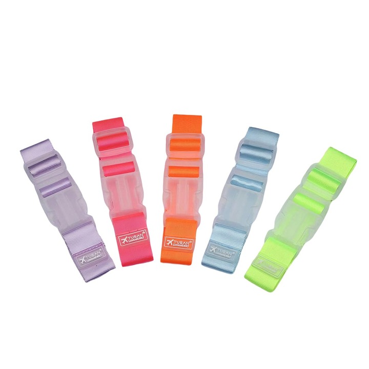 Set 5 bucati curele de bagaje reglabile cu blocare si catarama, potrivit pentru protectie, siguranta bagaje, 27 x 2.5cm, CEZI