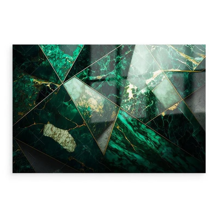 Panou Sticla Bucatarie, Green Marble, 80x120 cm