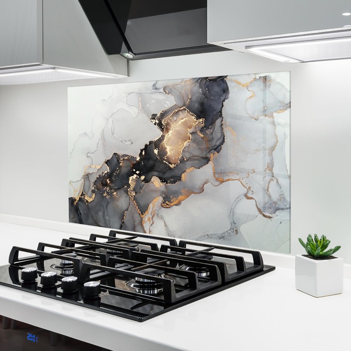 Panou Sticla Bucatarie, 60x100 cm, Protectie aragaz, Antistropi, Termorezistent, Abstracte, Marble, Marble Shades