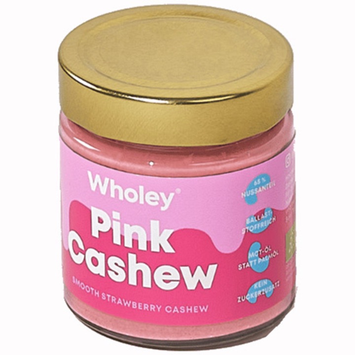Crema Tartinabila Bio Vegana cu Caju si Capsuni Pink Cashew Wholey, 200 g