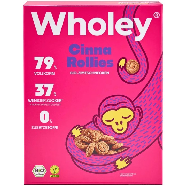 Cereale Bio din Grau Integral si Ovaz Rondele cu Scortisoara Wholey, 275 g