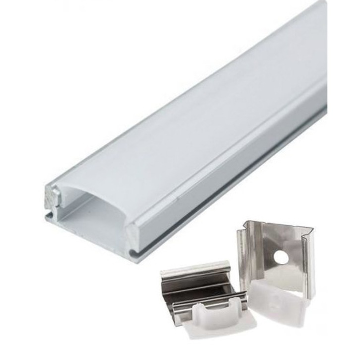 Profil Banda LED, Aplicat (PT), Aluminiu + Alb, 1m