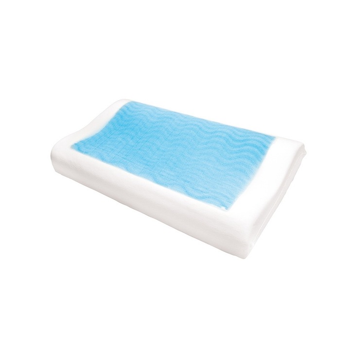Perna cervicala, set 2 inaltimi, Memory Foam cu gel racoritor, 63x35x7/9cm, Multicolor