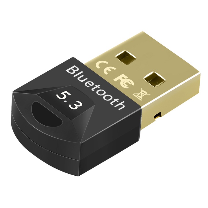 Безжичен Bluetooth 5.3 адаптер, JESWO, USB Plug and Play, за Windows 11/10/8.1, черен, 3Mbps