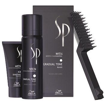 Set ingrijire par Wella Professionals SP Men: Nuantator SP Men Gradual Tone Black, 60 ml + Sampon SP Men Sensitive, 30 ml + Perie Set ingrijire par Wella Professionals SP Men: Nuantator SP Men Gradual Tone Black, 60 ml + Sampon SP Men Sensitive, 30 ml + Perie