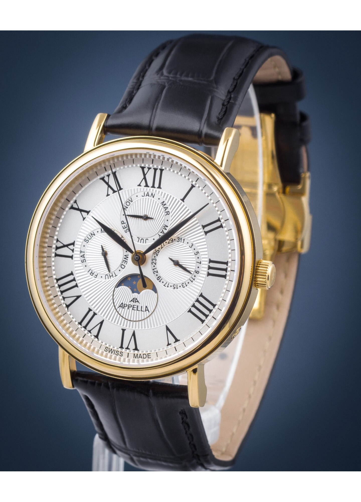 Ceas Appella Moonphase L70004.1233QF, mecanism Quartz, curea piele