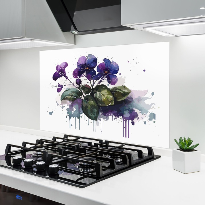 ARTHUB, Konyhai üveg hátfal 60x100 cm, 4 mm edzett, Védő gáz­tűzhely, Fröccsenésgátló, Hőálló, virágok, virágok a természetben, Wa6