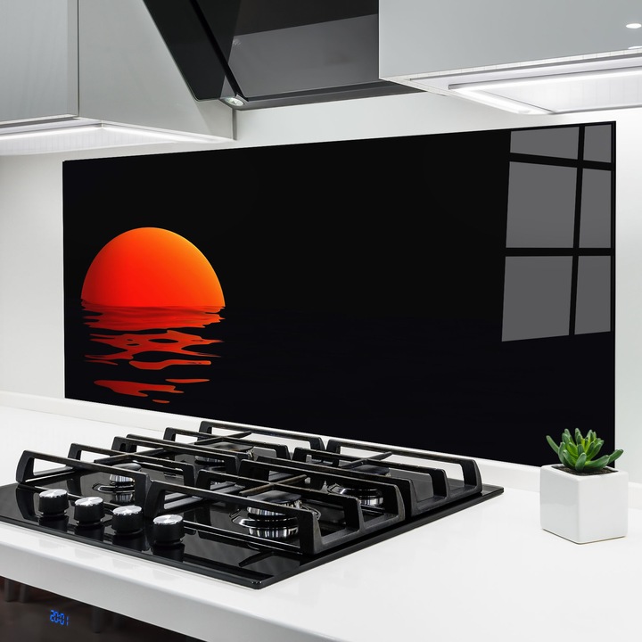 ARTHUB, Konyhai üveg hátfal 60x150 cm, 4 mm edzett, Védő gáz­tűzhely, Fröccsenésgátló, Hőálló, tájképek, naplemente, Red Evening Sunset