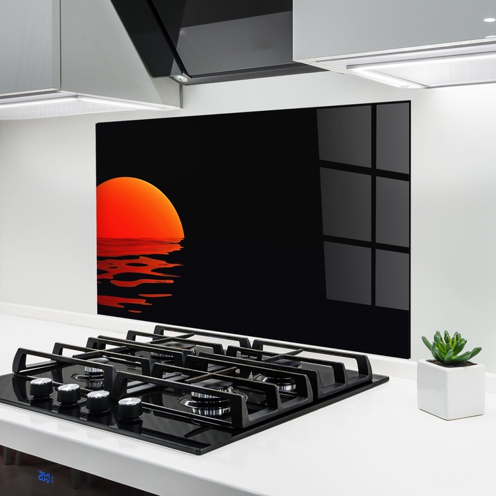 ARTHUB, Стъклен панел за кухня 50x70 cm, 5 мм закалено, Предпазител за газов котлон, Предпазител от пръски, Топлоустойчив, пейзажи, залез, Red Evening Sunset