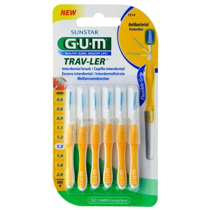 Set Periute interdentare, GUM, 1.3 mm, 6 bucati, Galben