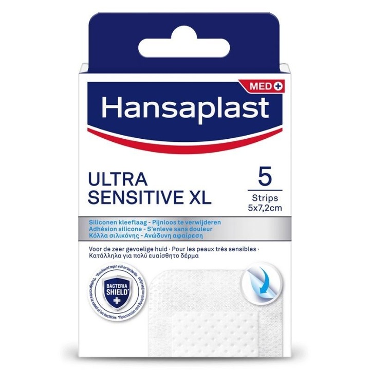 Plasturi Hansaplast Ultra Sensitive XL, 5x7.2cm, 5 buc.