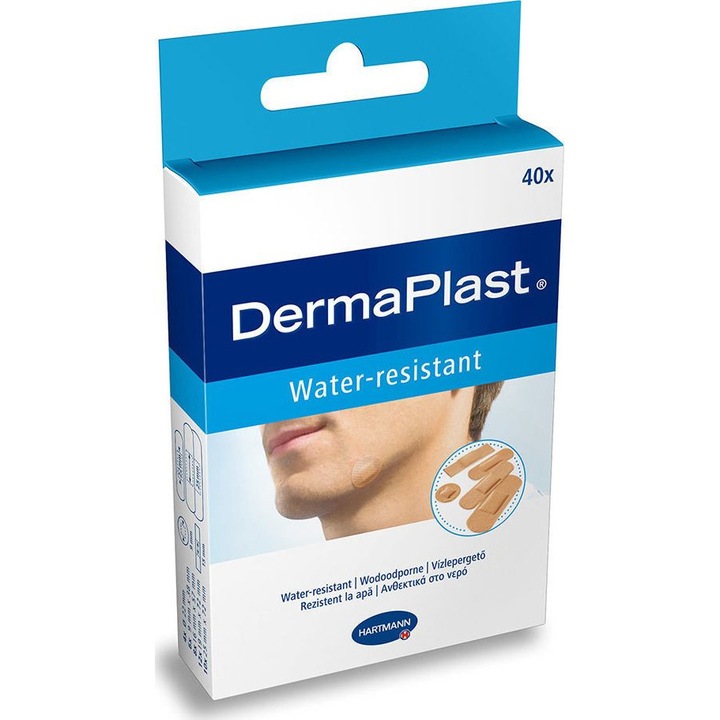 Plasturi Hartmann Dermaplast, rezistenti la apa, 5 dimensiuni, set 40 bucati