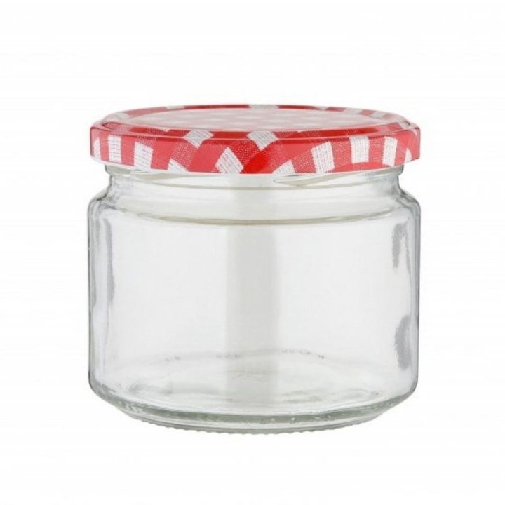 Borcane cu capac Omega Gyalino, alb cu rosu, 235ml, set 1 buc.