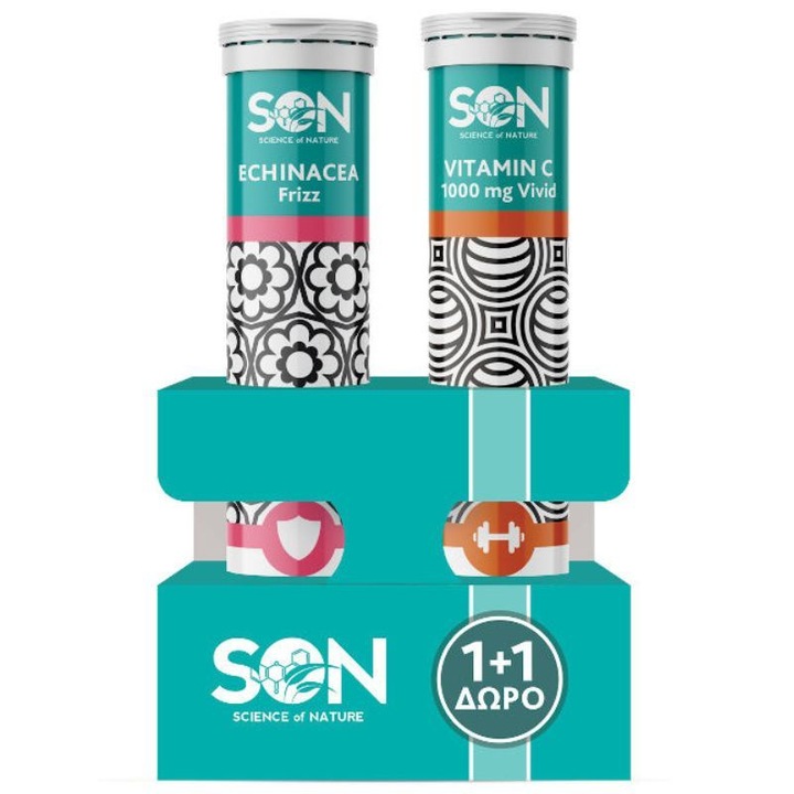 Set Suplimente Alimentare, SCIENCE OF NATURE Echinacea si vitamina C, 20+20 Tablete Efervescente