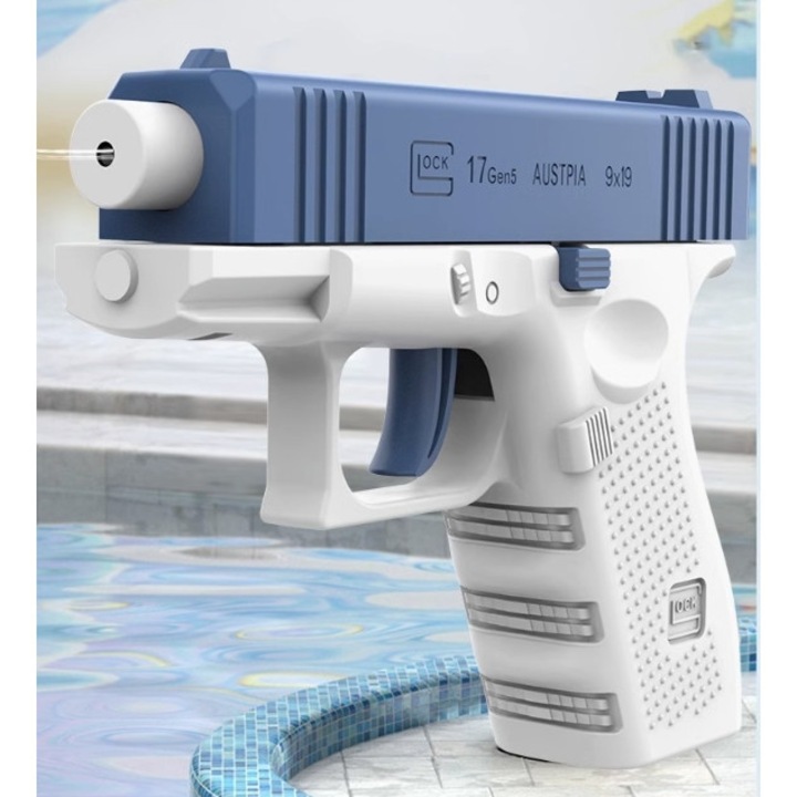 Pistol cu apa pentru copii, ABS, fara baterii, albastru, 3-12ani, 13cm