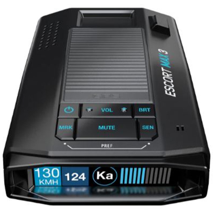 Радарен детектор Escort Max 3 International Conectivitate Bluetooth, Преносим, Apple CarPlay и Android Auto съвместимост, AutoLearnTM технология за автоматично обучение, Базирана на GPS