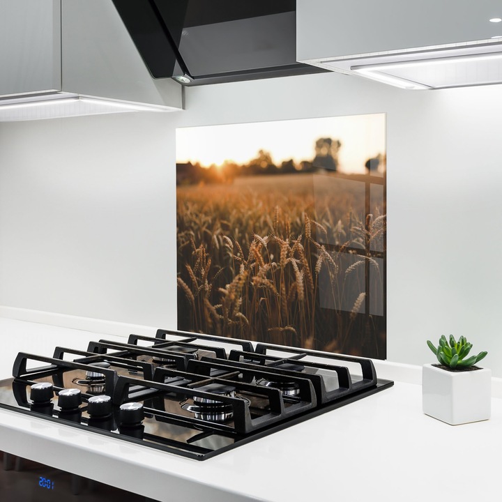 Panou Sticla Bucatarie, 60x60 cm, Protectie aragaz, Antistropi, Termorezistent, Peisaje, Vara, Summer Field