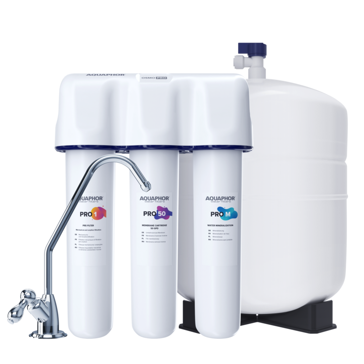 Филтър за питейна вода Аквафор OSMO PRO 50, Монтаж под мивка, 2-3 л/мин, Резервоар 10 л
