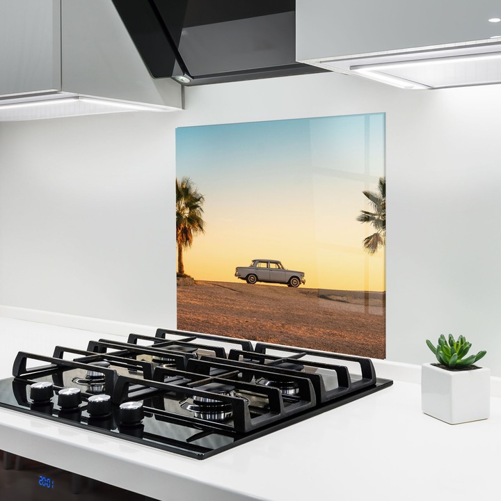 Panou Sticla Bucatarie, 100x100 cm, Protectie aragaz, Antistropi, Termorezistent, Peisaje, Vara, Summer Car