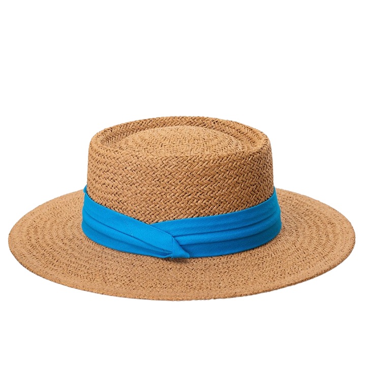 Palarie de soare dama pentru plaja, banda cu albastra, Nevermore, L-3, 58 cm