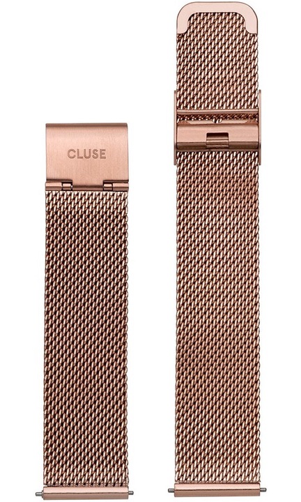 Cluse Boho Chic Mesh karkötő, rozsdamentes acél, rózsaszín arany, 18mm