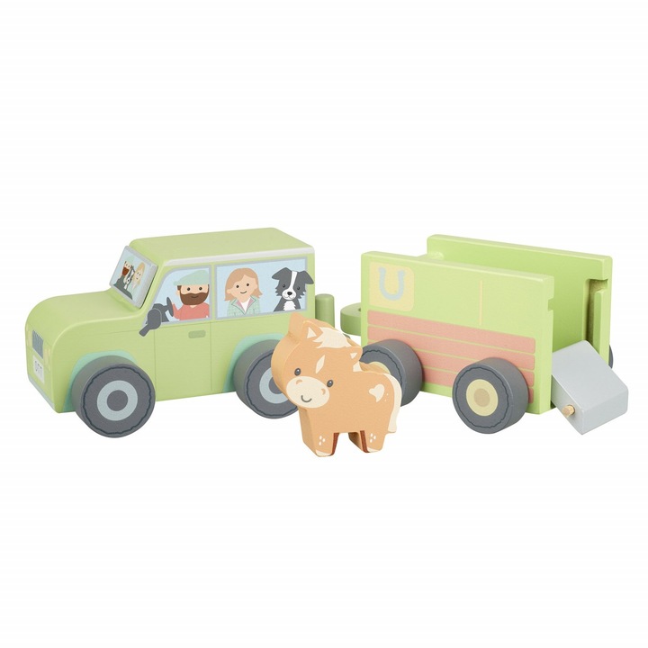 Камион за превоз на селскостопански животни, Orange Tree Toys, +12 месеца, дървен, многоцветен