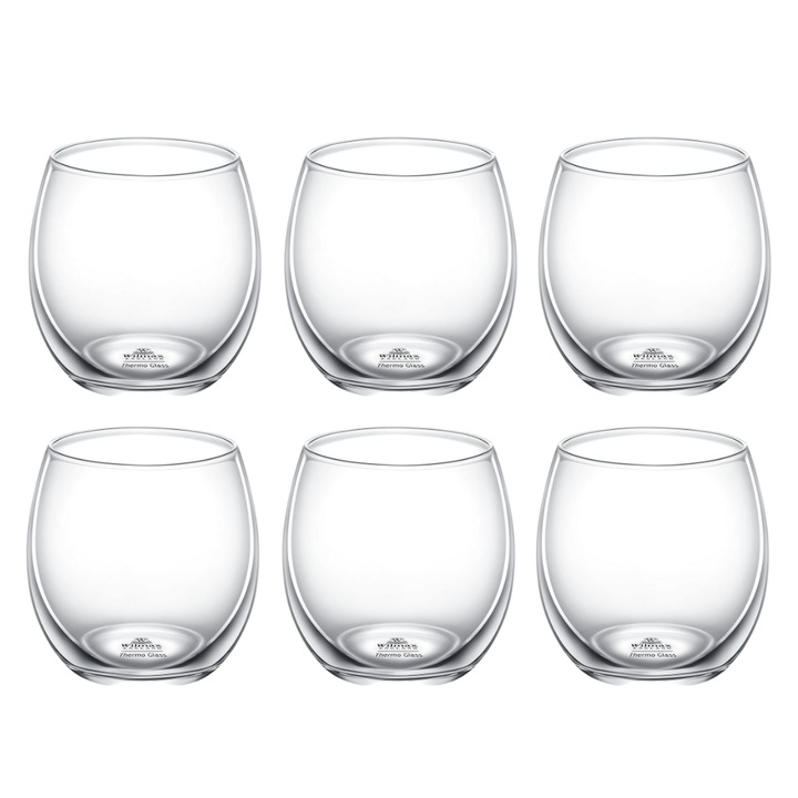 6 db-os pohár limonádéhoz és gyümölcsléhez, Wilmax England, hőálló pohár, 310 ml