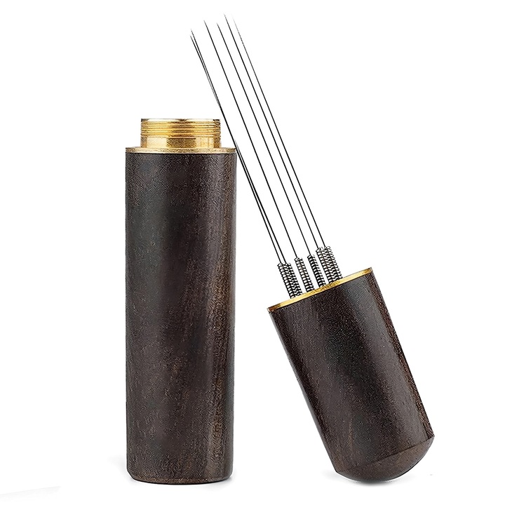 Диспенсър за кафе с портафилтър, 6 игли по 0,4 мм, аксесоар Broach Pin, цвят орех