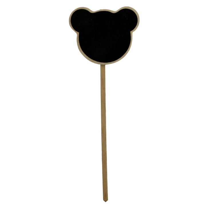 Tablita pentru mesaje, forma Ursulet, cu suport pe bat, lemn, OnemisFlot