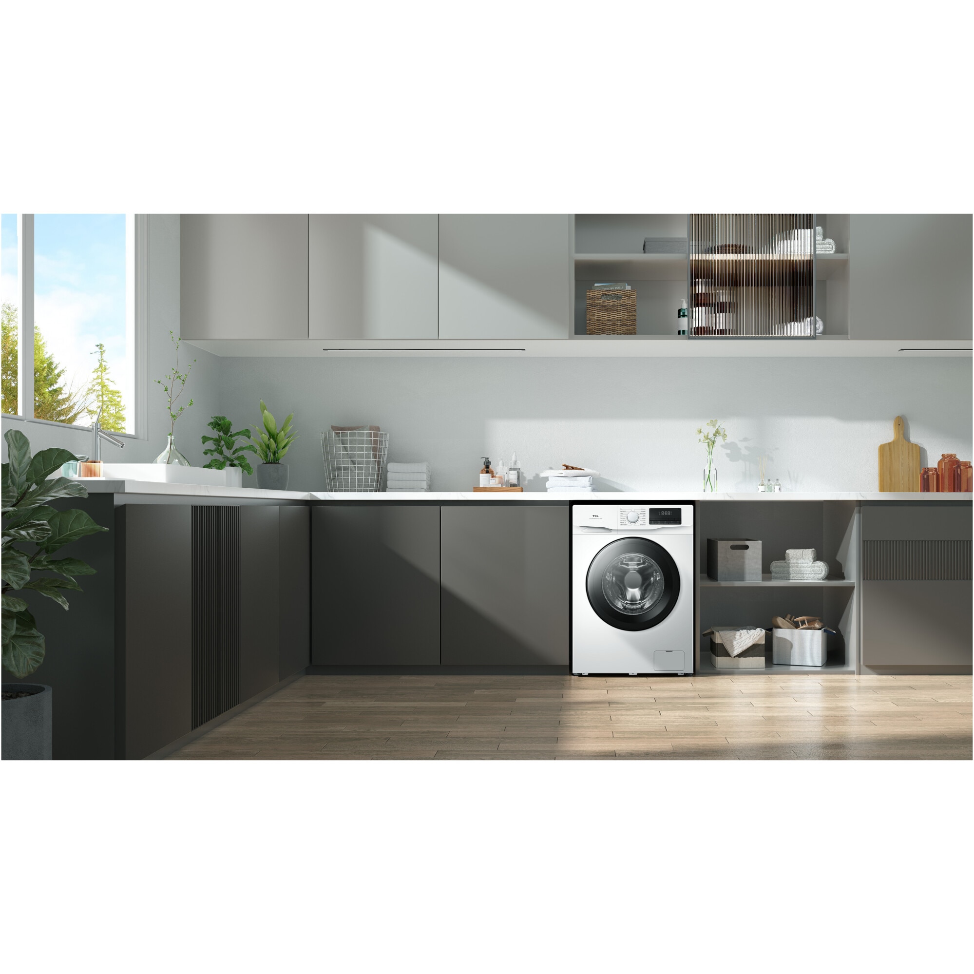 Masina de spalat rufe TCL FF0812WA0, 8 kg, 1200 RPM, Clasa A, BLDC Inverter Motor, Steam Wash, Drum Clean, 24 Hour Delay, Honeycomb Drum, Quick Wash 18 min, Add Garment, 16 Programe, Alb