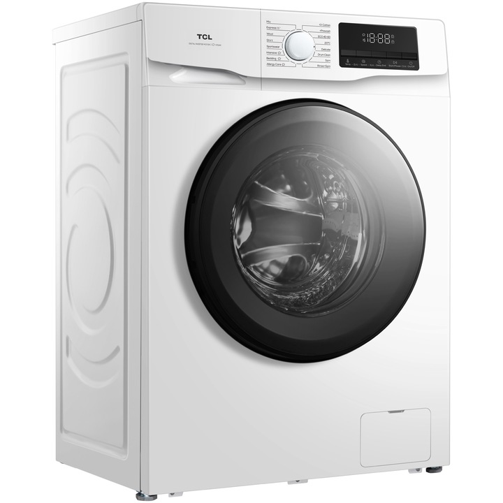 Masina de spalat rufe TCL FF0714WA1, 7 kg, 1400 RPM, Clasa A, BLDC Inverter Motor, Steam Wash, Drum Clean, 24 Hour Delay, Honeycomb Drum, Quick Wash 18 min, Add Garment, 16 Programe, Alb