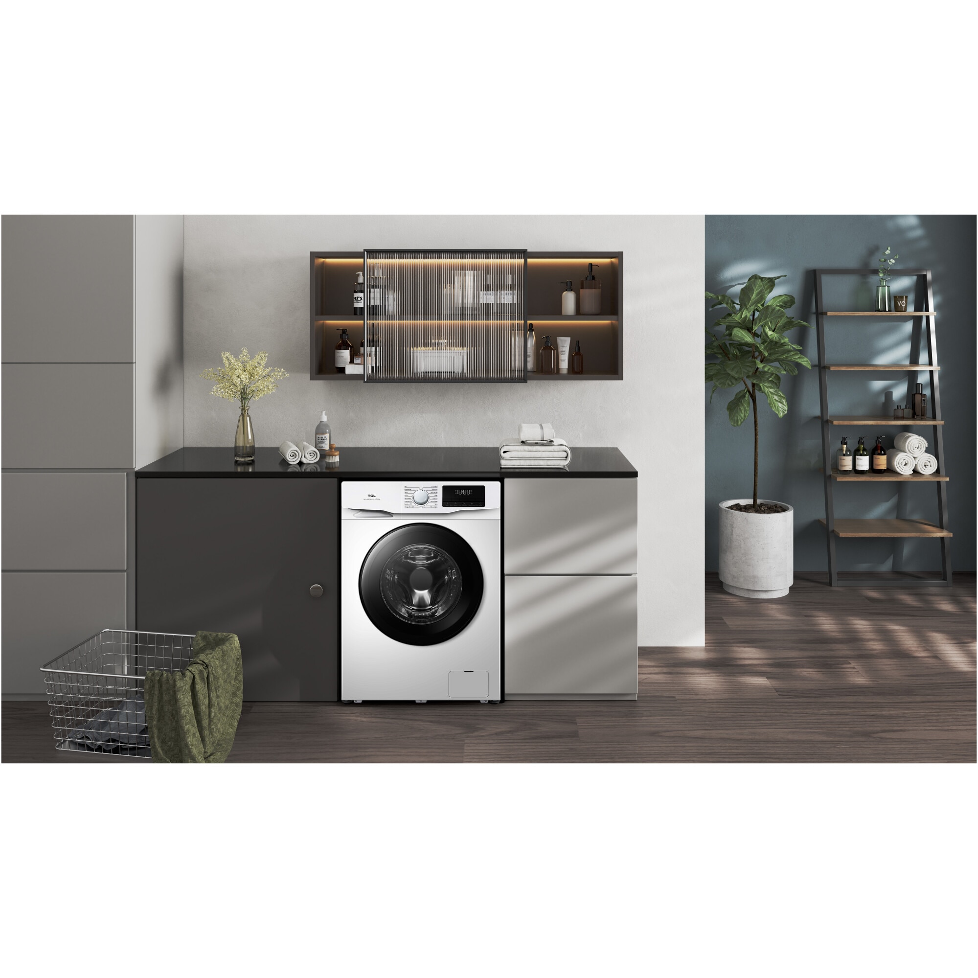 Masina de spalat rufe TCL FF0812WA0, 8 kg, 1200 RPM, Clasa A, BLDC Inverter Motor, Steam Wash, Drum Clean, 24 Hour Delay, Honeycomb Drum, Quick Wash 18 min, Add Garment, 16 Programe, Alb