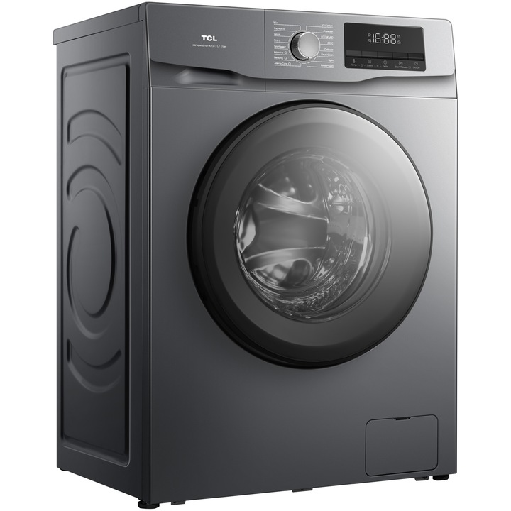 Masina de spalat rufe TCL FF0714SA1, 7 kg, 1400 RPM, Clasa A, BLDC Inverter Motor, Steam Wash, Drum Clean, 24 Hour Delay, Honeycomb Drum, Quick Wash 18 min, Add Garment, 16 Programe, Argintiu