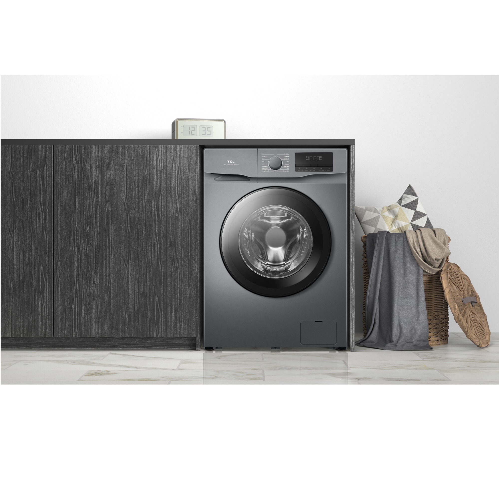 Masina de spalat rufe TCL FF0714SA1, 7 kg, 1400 RPM, Clasa A, BLDC Inverter Motor, Steam Wash, Drum Clean, 24 Hour Delay, Honeycomb Drum, Quick Wash 18 min, Add Garment, 16 Programe, Argintiu