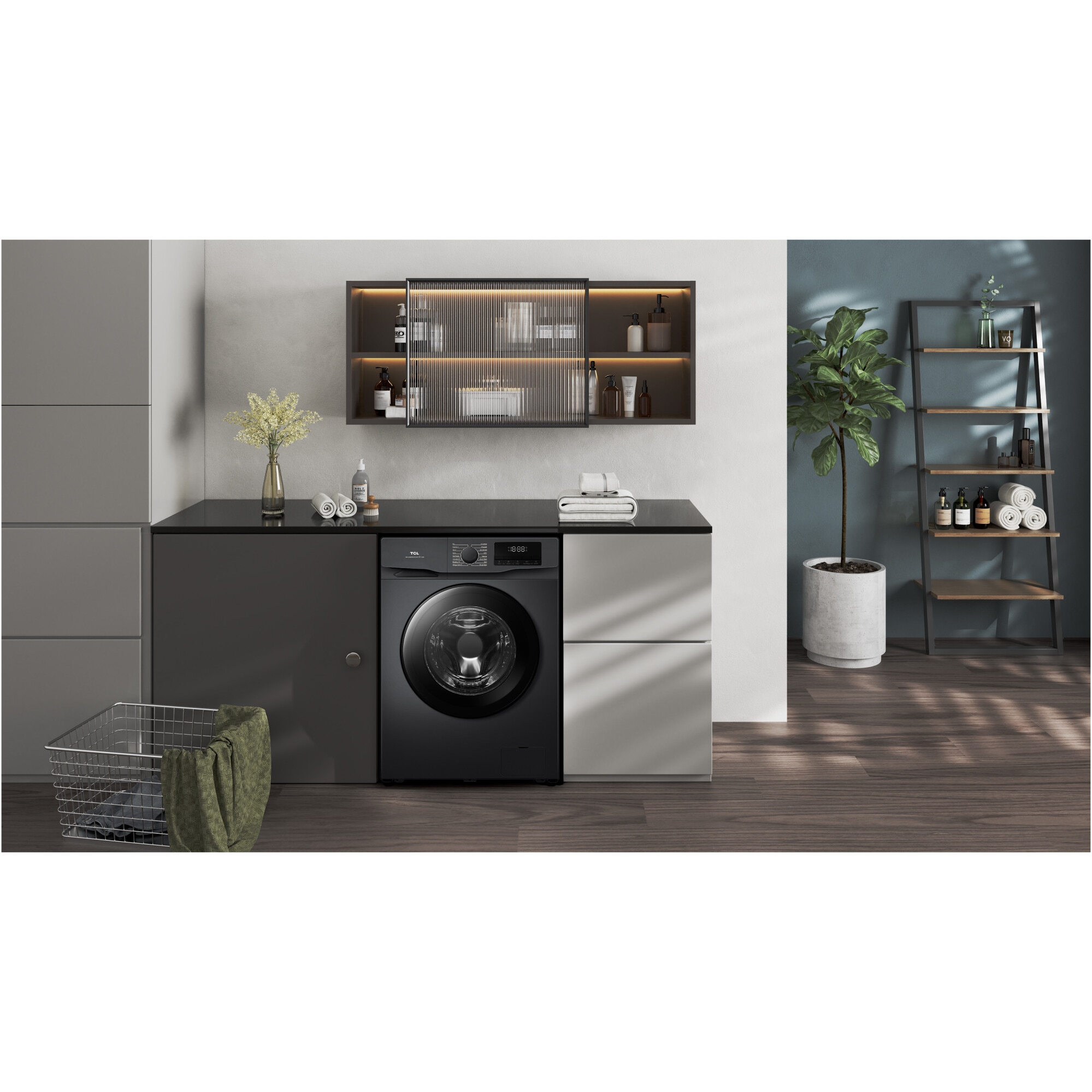 Masina de spalat rufe TCL FF0714SA1, 7 kg, 1400 RPM, Clasa A, BLDC Inverter Motor, Steam Wash, Drum Clean, 24 Hour Delay, Honeycomb Drum, Quick Wash 18 min, Add Garment, 16 Programe, Argintiu