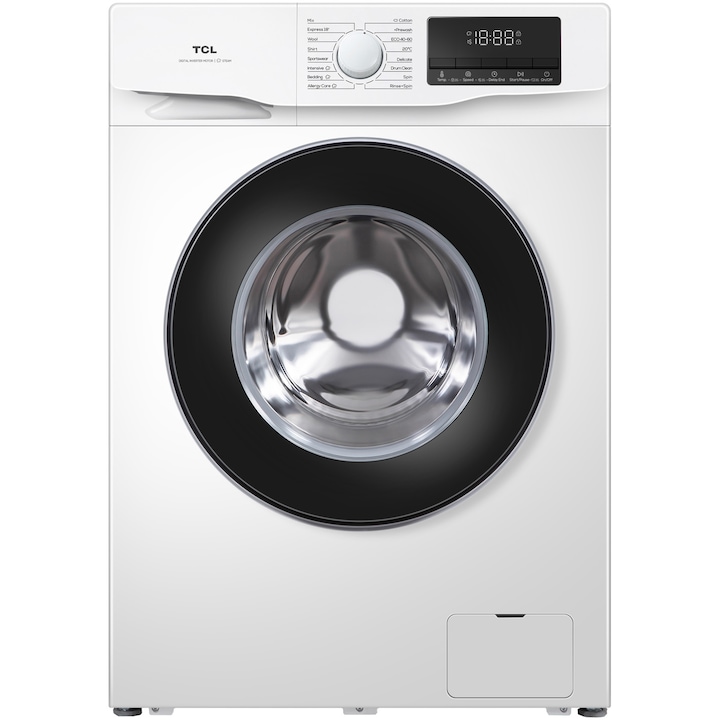 Пералня TCL FF0912WA0, 9 кг, 1200 об/мин, Клас A, Инверторен мотор, Steam Wash, Drum Clean, Honeycomb Drum, Бял