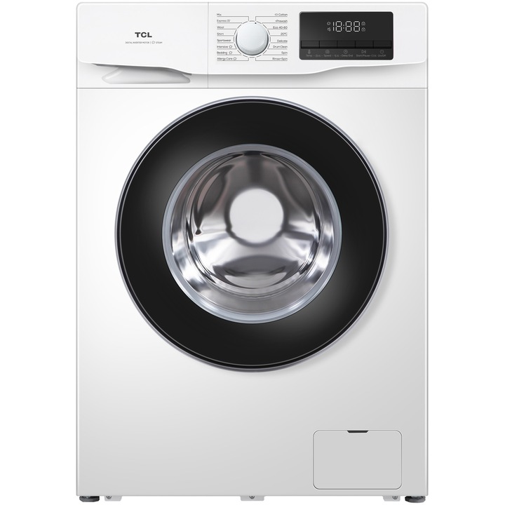 Пералня TCL FF0612WB1, 6 кг, 1200 об/мин, Клас B, Инверторен мотор, Steam Wash, Drum Clean, Honeycomb Drum, Бял