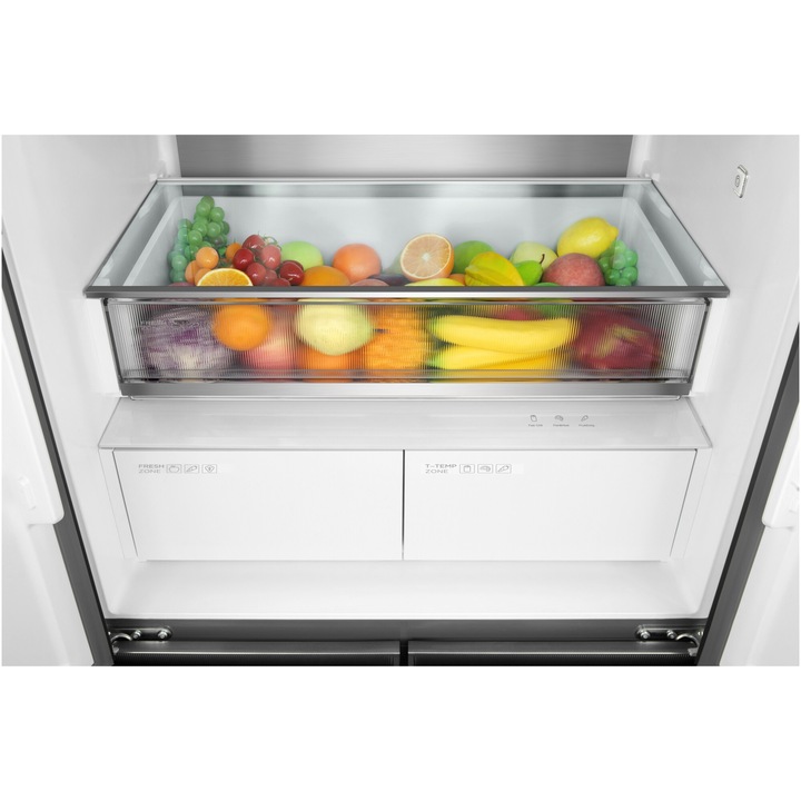 Side by Side TCL RC521CXE0, 521 l, FREE BUILT-IN, Total No Frost, Compresor Inverter, Touch Control Digital Display, Metal Cooling, T-Fresh, Multi Air-Flow, Pure Air, Zona Convertibila (5-20 °C), Sertar T-Temp, AI Radar, Clasa E, H 190 cm, Galaxy Inox - Imaginea 12 din 22