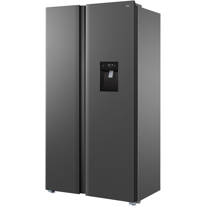 Side by Side TCL RP503SSE1, 503 l, Total No Frost, Conpresor Inverter, Touch Control Digital Display, Dozator de apa, AAT Technology, Iluminat LED, Sertar Crisper, Multi Air-Flow, Clasa E, H 176 cm, Gri Quartz