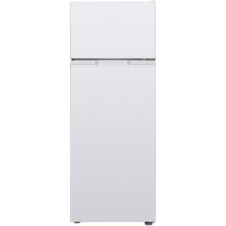 Хладилник с 2 врати TCL RF207TWE1, 207 л, Crisper чекмедже, Регулируеми рафтове, LED осветление, Клас Е, H 144 см, Бял