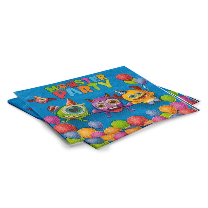 12 db Monsters Party Shopiens® gyerekbuli szalvéta készlet, 2 réteg, 33 x 33 cm