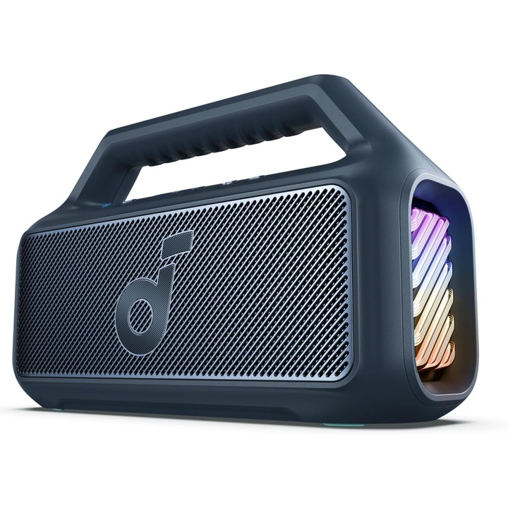 Преносима безжична колонка Anker Soundcore Boom 2, 80W, BassUp 2.0, IPX7, RGB светлини, Bluetooth 5.3, син