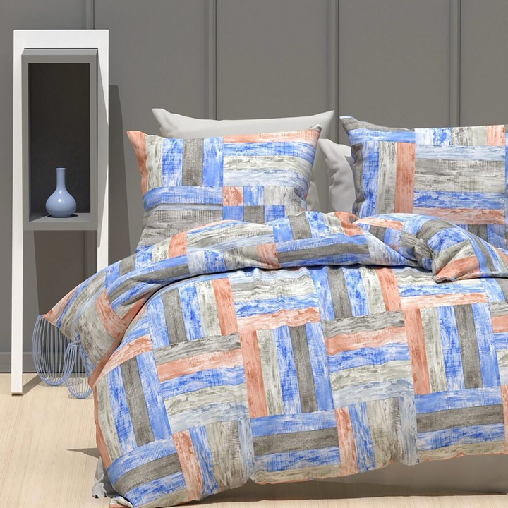 Royal Elegance 4 részes ágyneműhuzat garnitúra, kétszemélyes ágyra, 260x240 cm, színes csíkok