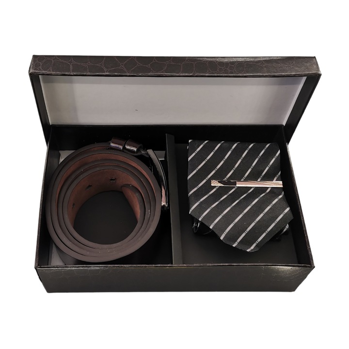 Set cravata poliester si curea imitatie piele, 33-2/14, 2