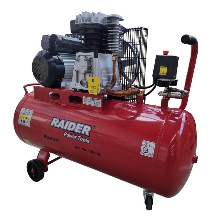 Въздушен компресор, Euromaster, 100 л, 3CP, 220V, RAIDER