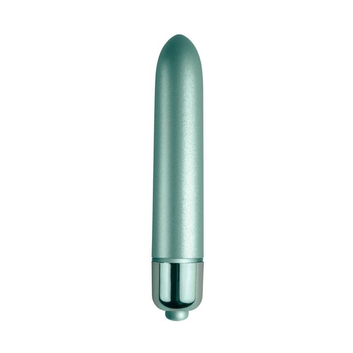 Vibrator mini Rocks-Off Touch of Velvet Aqua Lily, ABS, Albastru, Rezistent la apa, Lungime 10.3 cm, Diametru 1.6 cm, Baterie AAA inclusa
