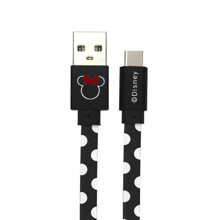 Кабел USB към Type-C Disney Minnie Dots, 1 м, черен