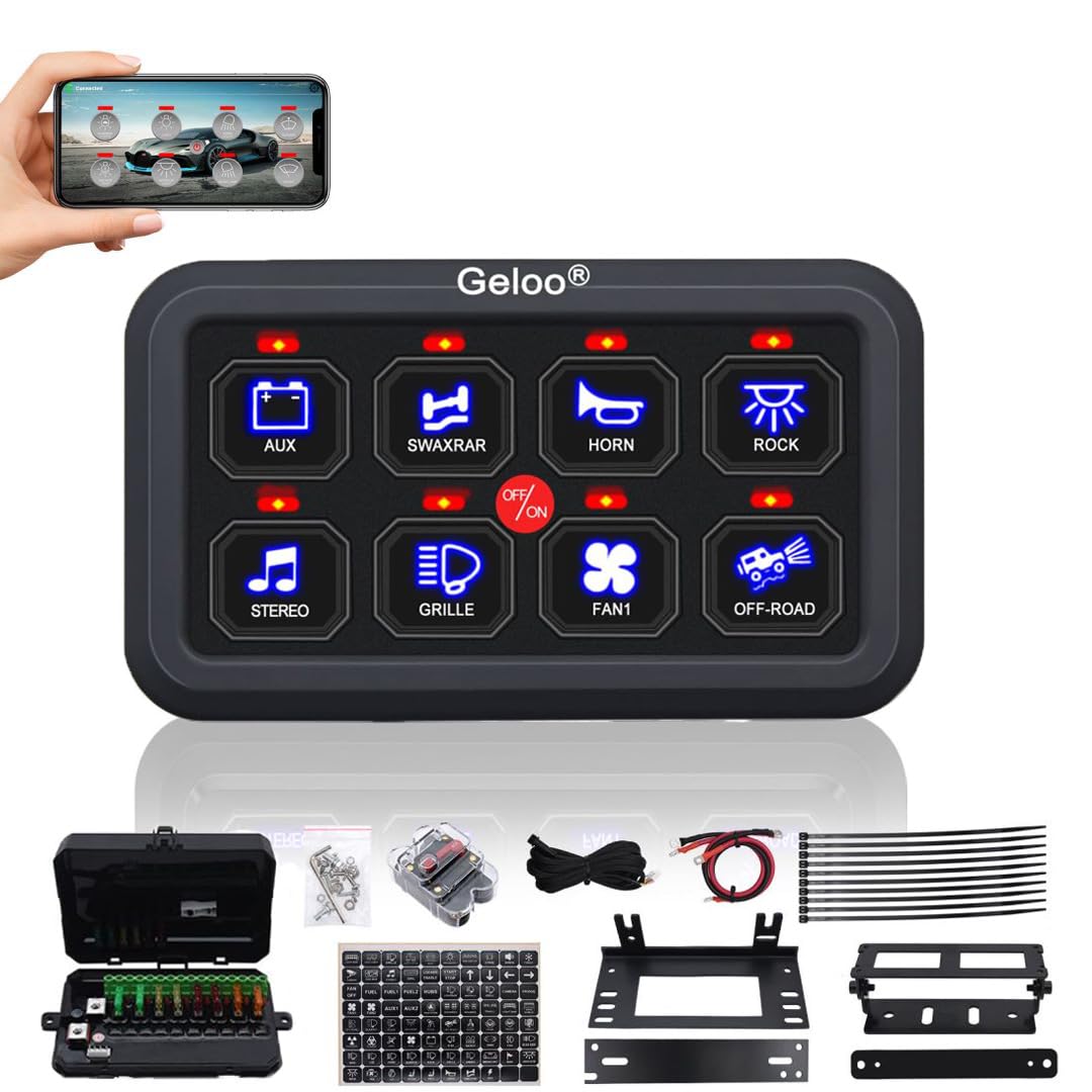 Kit panou comutator auto cu 8 butoane, 12/24 V, comutare prin releu, cu ...